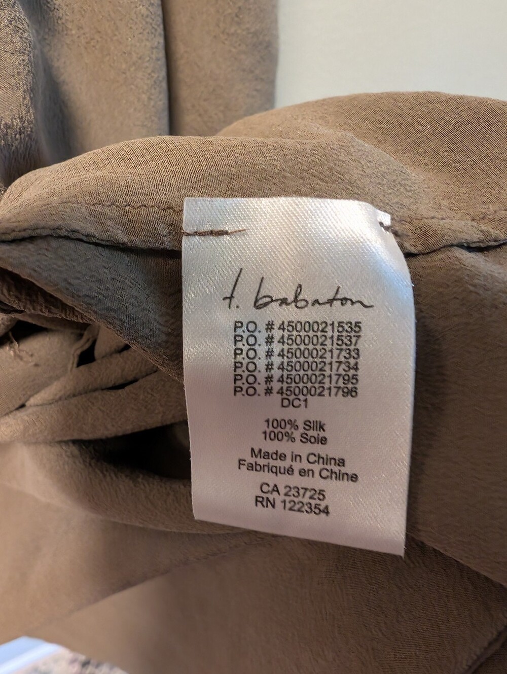 T. Babaton 100% Silk Longline Blouse Tunic | Taupe | Size Small - Picture 5 of 6